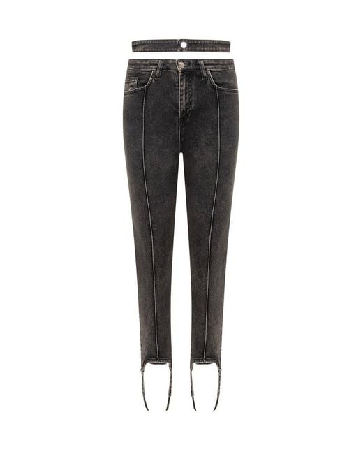 ANDREADAMO Black Double Waistband Skinny Jeans