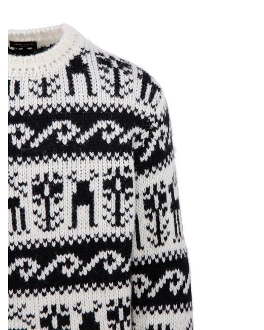 Roberto Collina Black Graphic Intarsia Knit Sweater for men