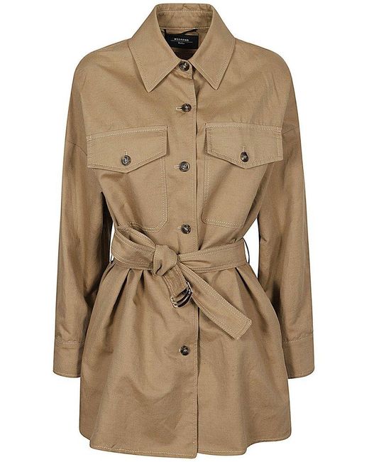 Weekend by Maxmara Natural Buttoned Belted Jacket