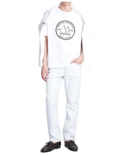 Bally White X Dj Leo Mas Amnesia-Printed Crew Neck T-Shirt for men
