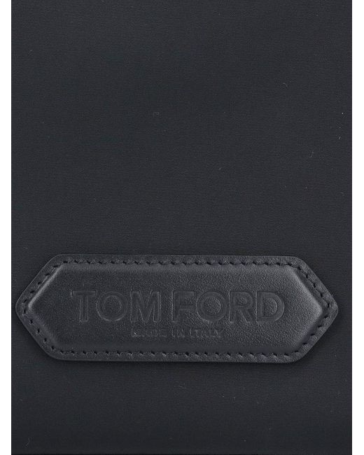 Tom Ford Blue Logo Patch Zipped Clutch Bag for men