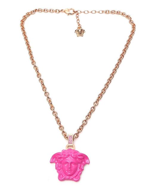 Versace Pink Medusa Pendant Necklace
