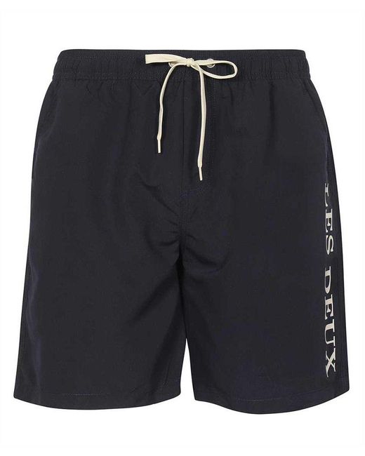 Les Deux Blue Logo Print Swim Trunks for men