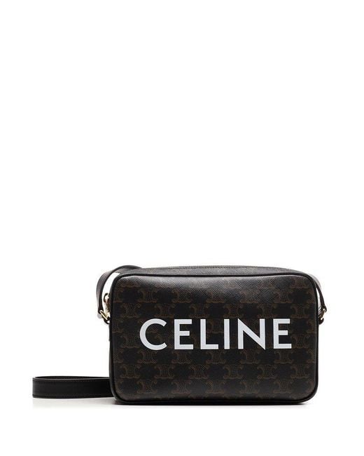 Céline Black Logo Printed Medium Messenger Bag for men