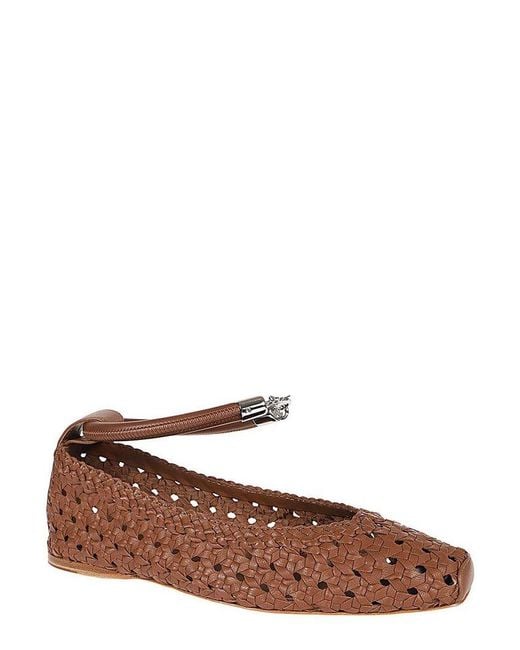 Weekend by Maxmara Brown Woven Square Toe Ballet Flats