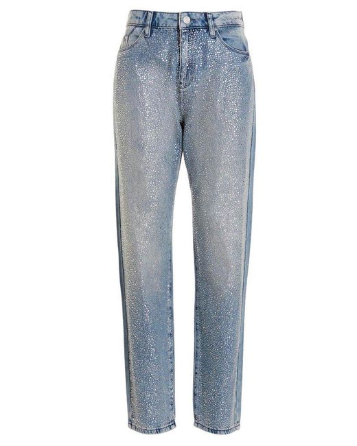 Karl Lagerfeld Blue Embellished Straight-leg Jeans