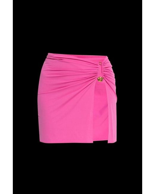 Versace Pink Pin-Detailed Mini Beach Skirt