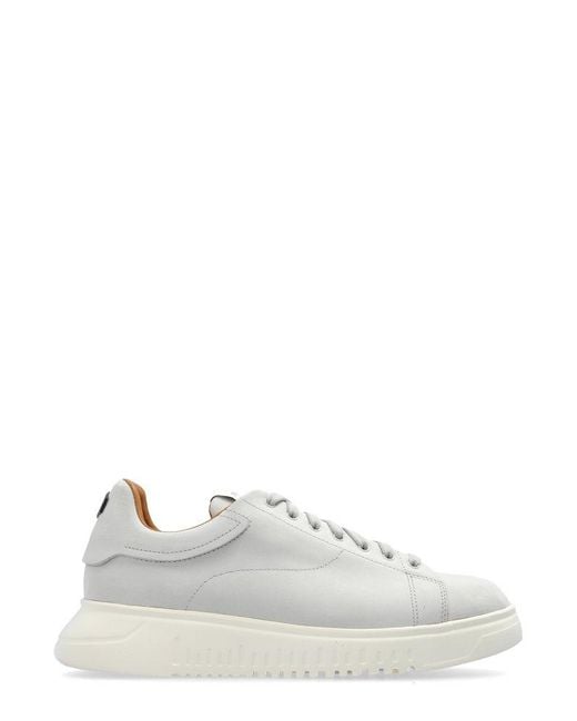 Emporio Armani White Leather Sports Shoes for men