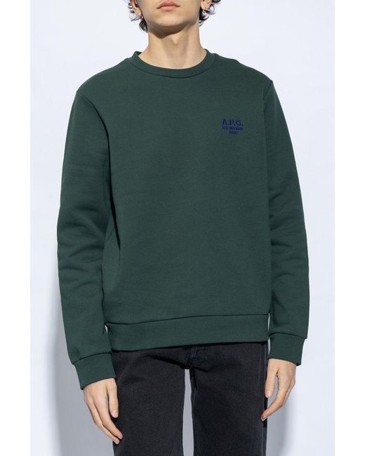 A.P.C. Green ‘Vert’ Sweatshirt With Logo for men