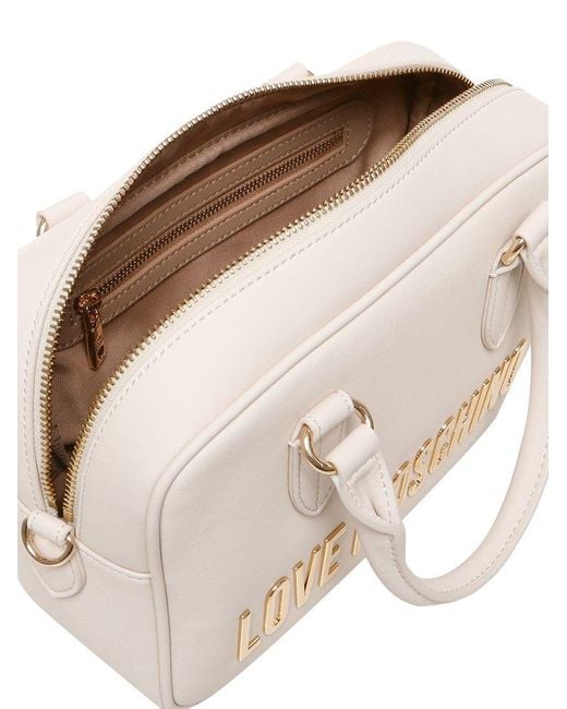 Love Moschino Natural Logo Lettering Top Handle Bag