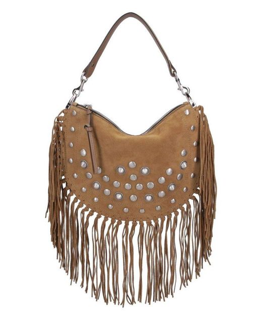 Isabel Marant Brown Oskan Fringed Shoulder Bag
