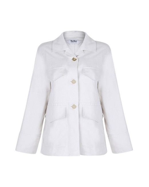 Max Mara White Ginny Single-Breasted Long-Sleeved Jacket