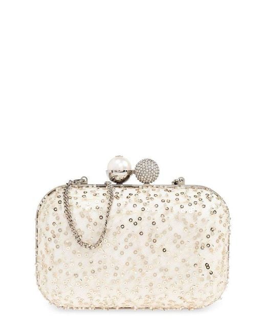 Jimmy Choo Natural Cloud Sequin Embellished Clutch Bag