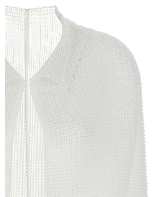 Issey Miyake White 'Wooly Pleats-56' Cardigan