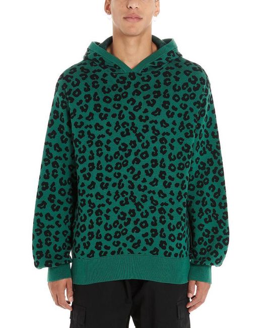 Just Don Cotton Jungle Leopard Sweater Hoodie in Green for Men | Lyst UK