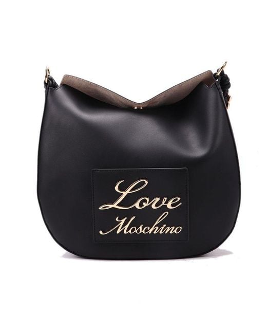 Moschino Black Logo-lettering Magnetic Fastened Shoulder Bag