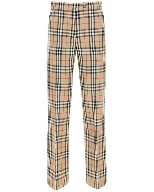 BURBERRY trousers in check wool  Beige  Burberry trousers 8033467 online  on GIGLIOCOM