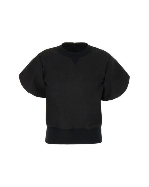 Sacai Black Puff-sleeve Crewneck T-shirt