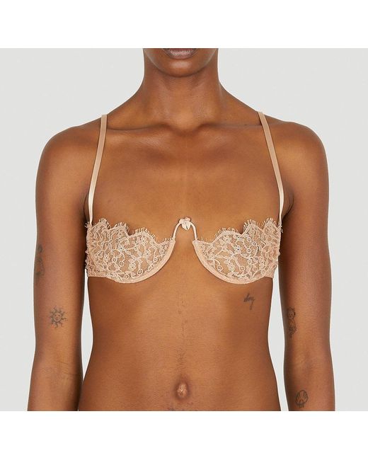 Gucci Brown Sweetheart Neck Floral-lace Bra