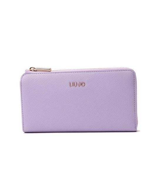 Liu Jo Purple Logo-lettering Zipped Wallet