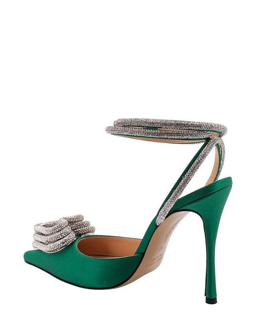 Mach & Mach Green Triple Heart Embellished Pointed Toe Pumps