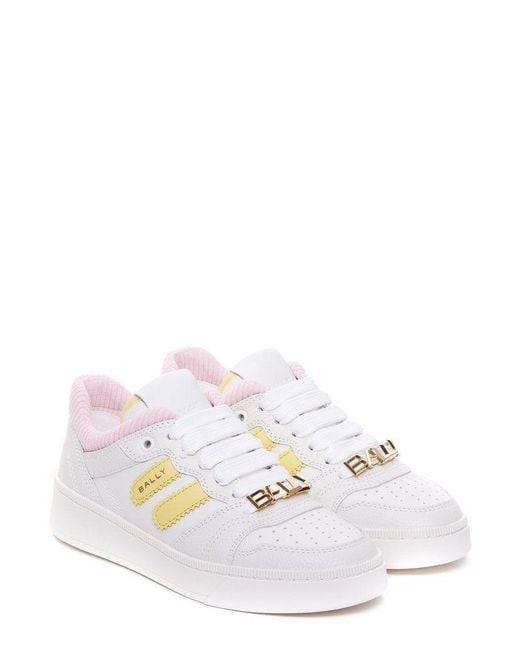Bally White Logo Plaque Lace-up Sneakers