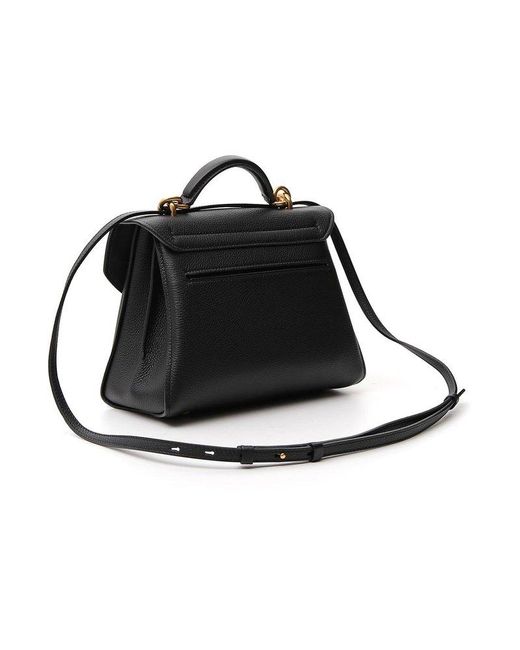 Ferragamo Black Gancini Foldover Top Handle Bag