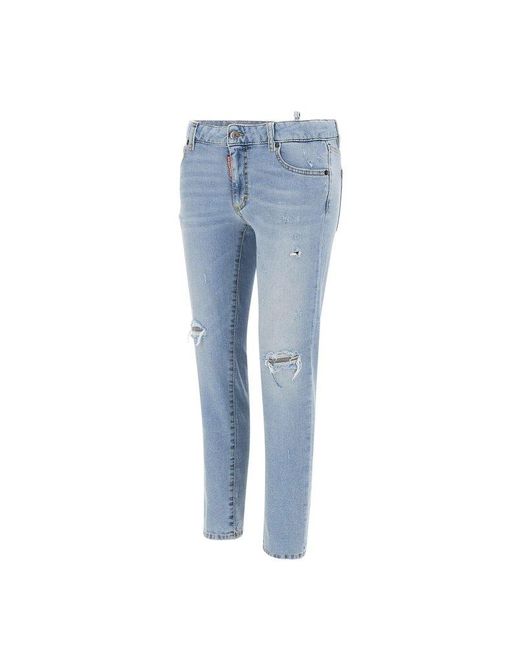 DSquared² Blue Medium Waist Cropped Twiggy Jeans