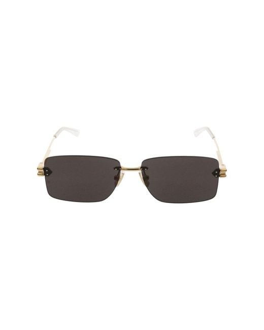 Bottega Veneta Metallic Rectangle-Frame Rimless Sunglasses for men