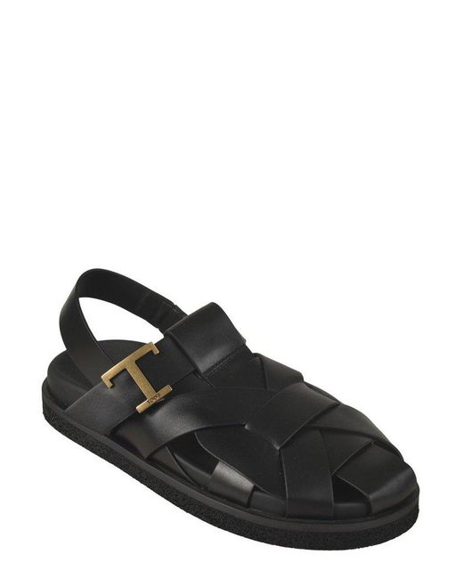 Tod's Black T Timeless Leather Sandals