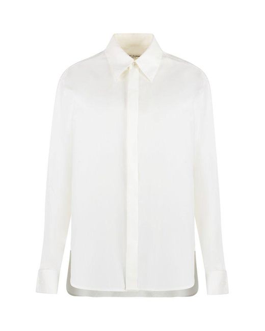 Saint Laurent White Boyfriend Long-sleeved Shirt