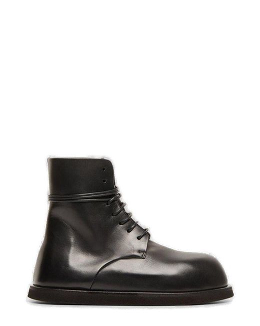 Marsèll Black Round-toe Lace-up Ankle Boots