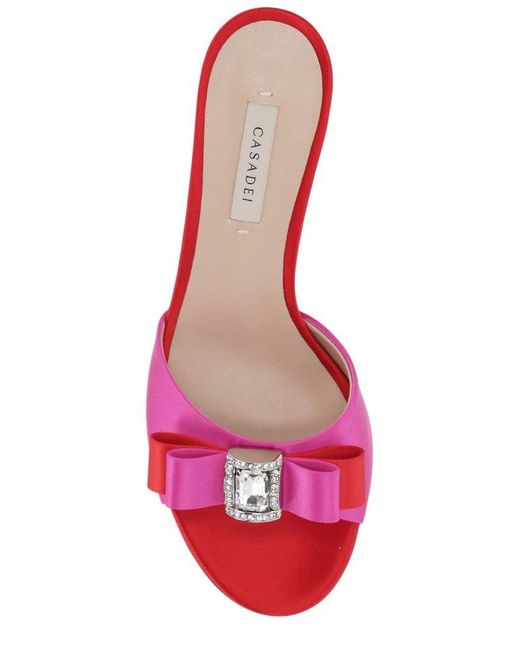Casadei Red Bow Embellished Sandals