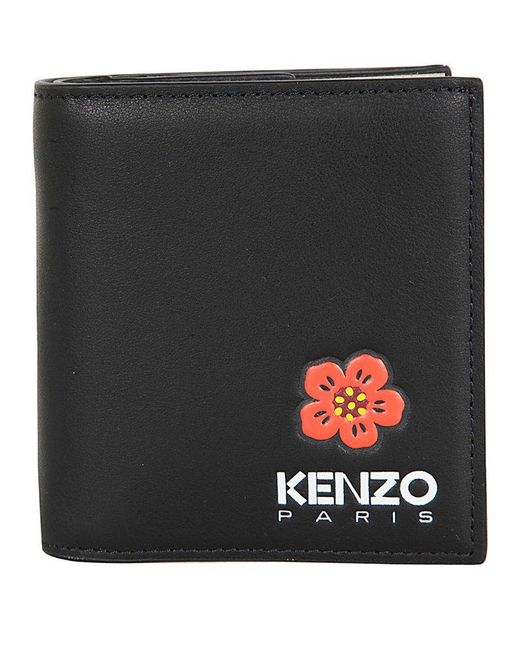 KENZO Leather Crest Bifold Wallet in Black for Men | Lyst UK