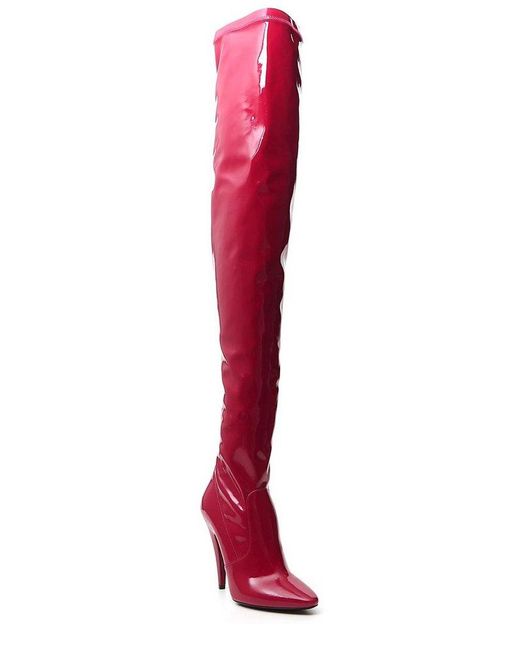 Saint Laurent Red Aylah Over-the-knee Boots