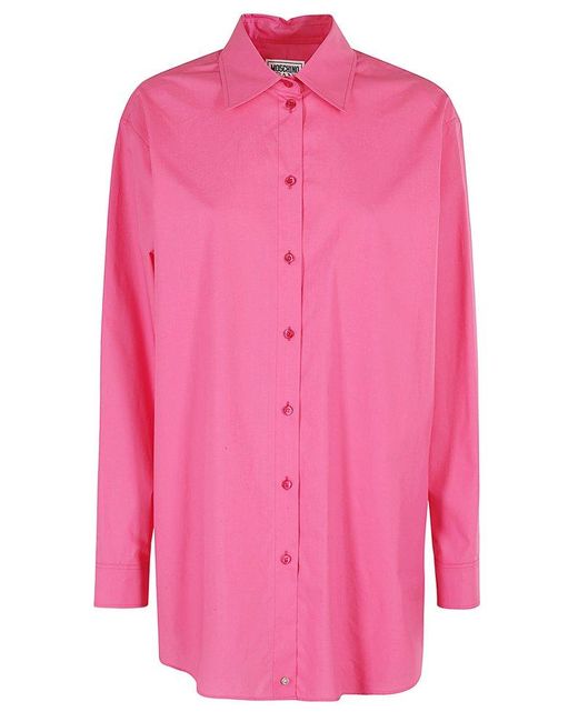 Moschino Pink Jeans Long-Sleeved Button-Up Shirt