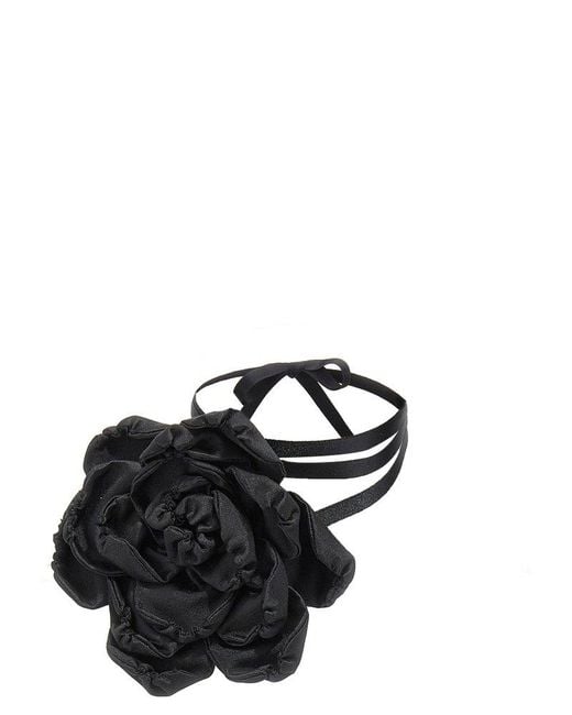 Dolce & Gabbana Black Flower Choker Necklace Jewelry