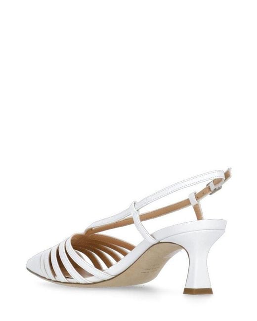 Julie Dee White Strappy Slingback Sandals