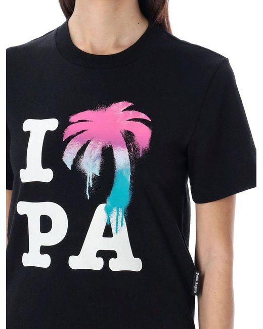 Palm Angels Black I Love Pa Crewneck T-shirt