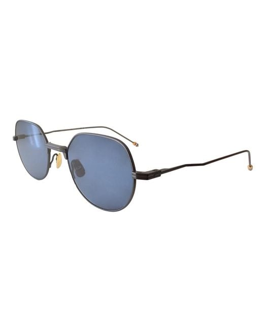 Thom Browne Blue Geometric Frame Sunglasses