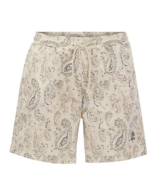 Brunello Cucinelli Natural Swimming Costume With Paisley Print for men