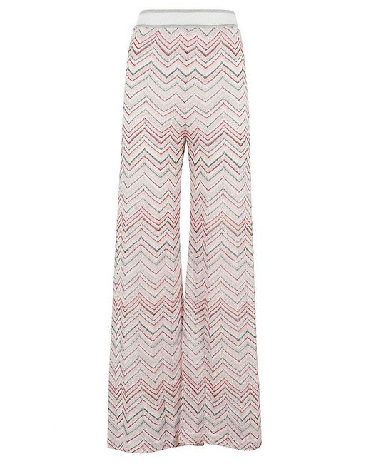 Missoni Multicolor Sequin-embellished Semi-sheer Zigzag Flared Trousers