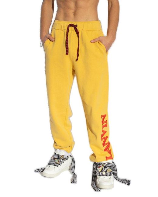 Lanvin Yellow X Future Logo Embroidered Drawstring Pants for men