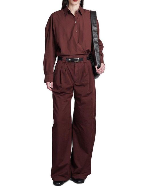 Lemaire Red Twist-detailed Button-up Shirt