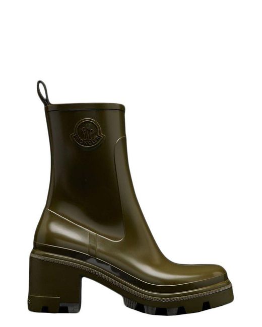 Moncler Block Heel Ankle Boots in Green Lyst