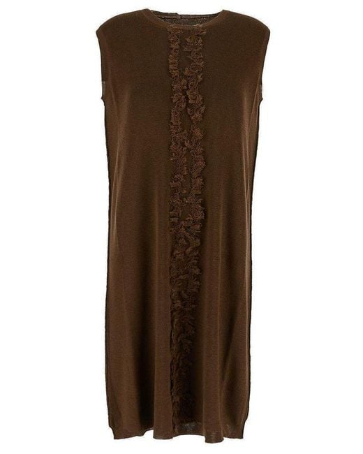 Uma Wang Brown Fringed Sleeveless Dress