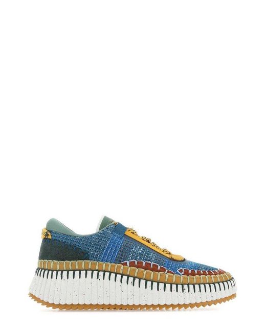 Chloé Synthetic Nama Lace-up Sneakers in Blue | Lyst