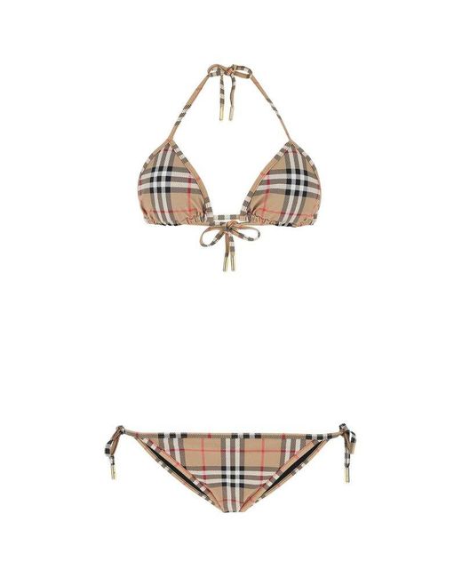 Burberry Synthetic Vintage Check Triangle Two-piece Bikini in Beige ...