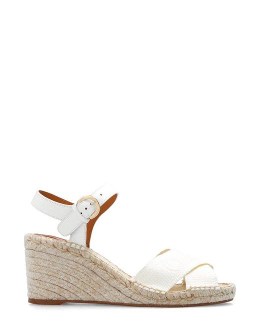 Chloé White Ankle-strapped Wedge Sandals