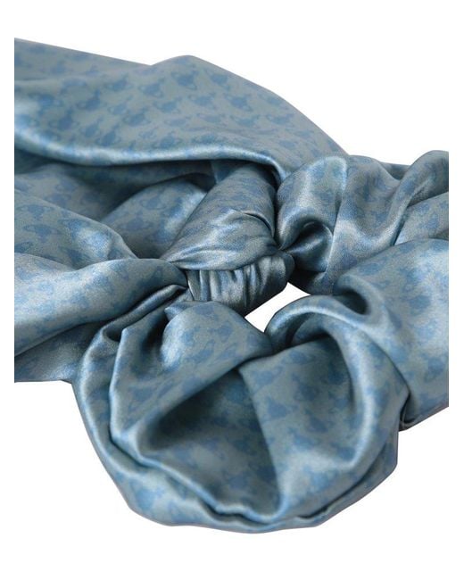 Vivienne Westwood Blue All-over Orb Printed Scrunchie